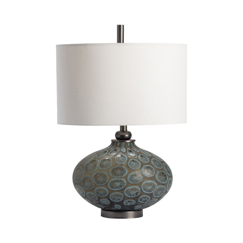 Simons Blue/Brushed Nickel Table Lamp With Night Light by Crestview at Eve Furniture