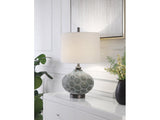 Simons Blue/Brushed Nickel Table Lamp With Night Light by Crestview at Eve Furniture