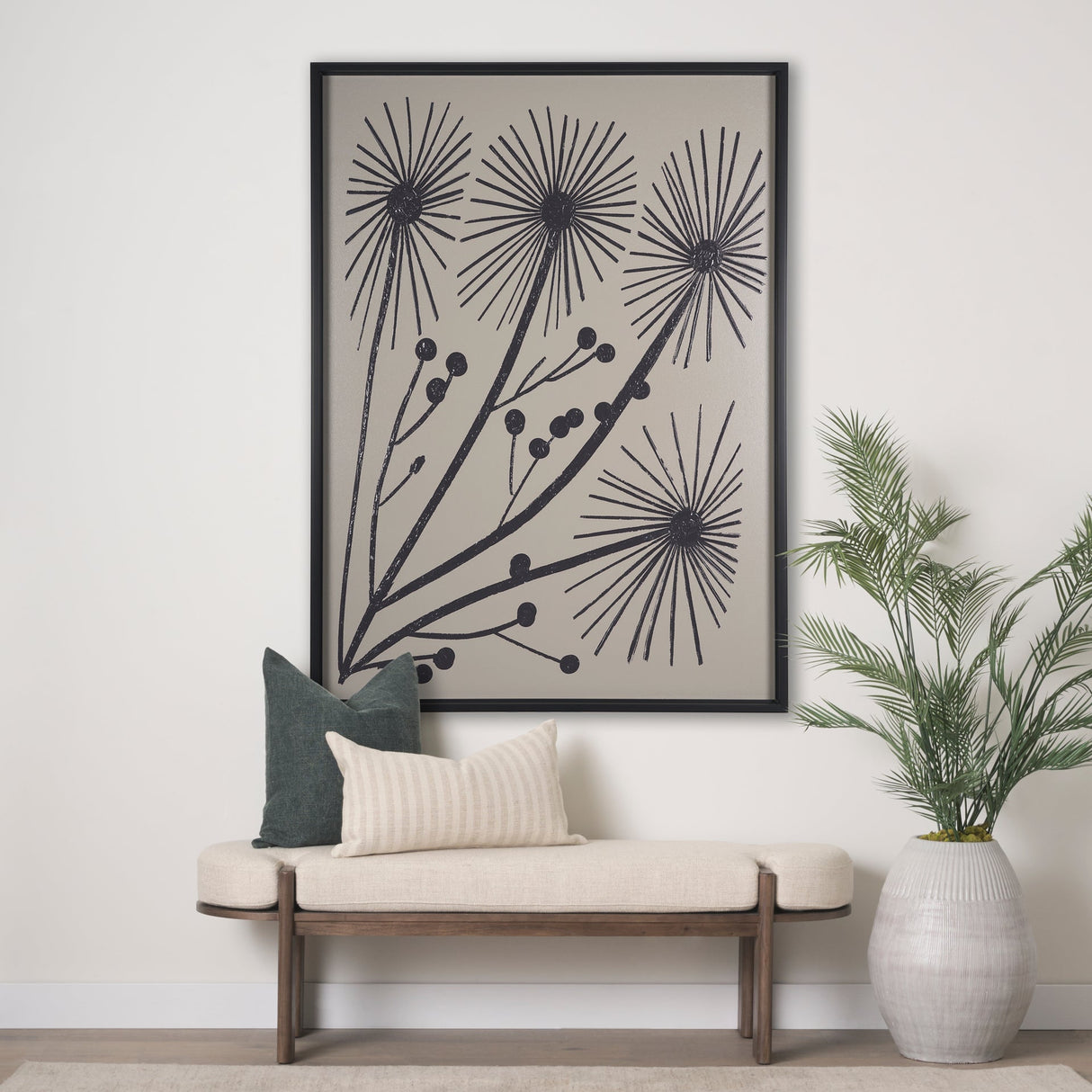 Simple Floral-Grow by Mercana Studio a Hand Embellished Textured Framed Art Print by Mercana at Eve Furniture
