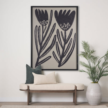 Simple Floral-Grow by Mercana Studio a Hand Embellished Textured Framed Art Print by Mercana at Eve Furniture