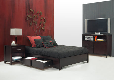 Simple Wood Queen Storage Bed in Espresso by Modus Furniture at Eve Furniture