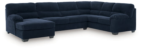 SimpleJoy Navy 3-Piece Sectional with LAF Chaise by Ashley at Eve Furniture