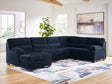 SimpleJoy Navy 3-Piece Sectional with LAF Chaise by Ashley at Eve Furniture
