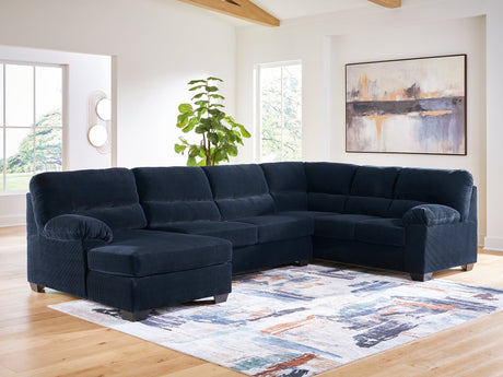SimpleJoy Navy 3-Piece Sectional with LAF Chaise by Ashley at Eve Furniture