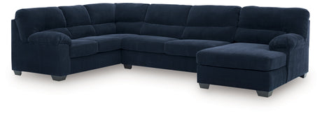 SimpleJoy Navy 3-Piece Sectional with RAF Chaise by Ashley at Eve Furniture