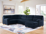 SimpleJoy Navy 3-Piece Sectional with RAF Chaise by Ashley at Eve Furniture