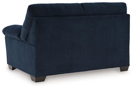 SimpleJoy Navy Loveseat by Ashley at Eve Furniture