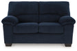 SimpleJoy Navy Loveseat by Ashley at Eve Furniture