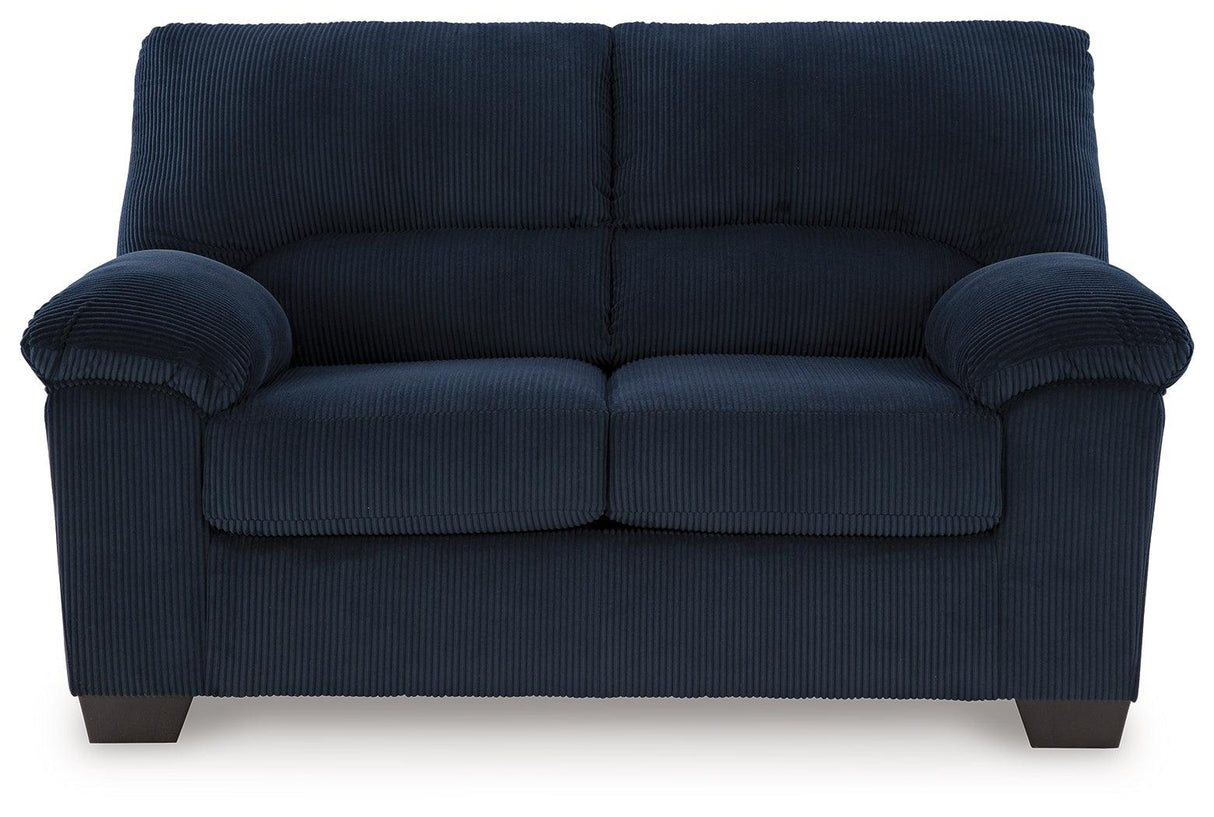 SimpleJoy Navy Loveseat by Ashley at Eve Furniture