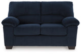 SimpleJoy Navy Loveseat by Ashley at Eve Furniture