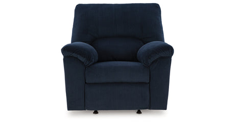 SimpleJoy Navy Recliner by Ashley at Eve Furniture