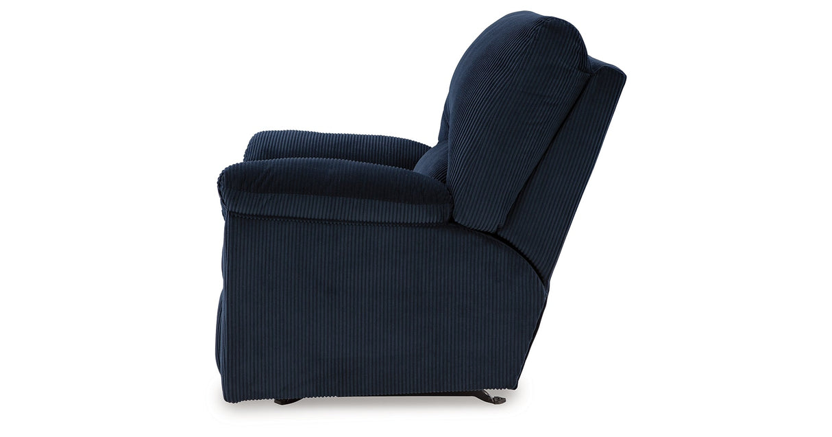SimpleJoy Navy Recliner by Ashley at Eve Furniture