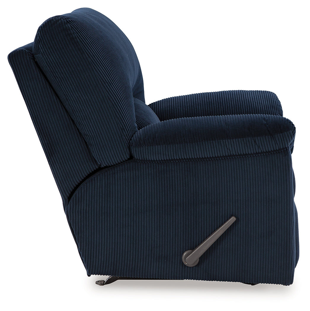 SimpleJoy Navy Recliner by Ashley at Eve Furniture