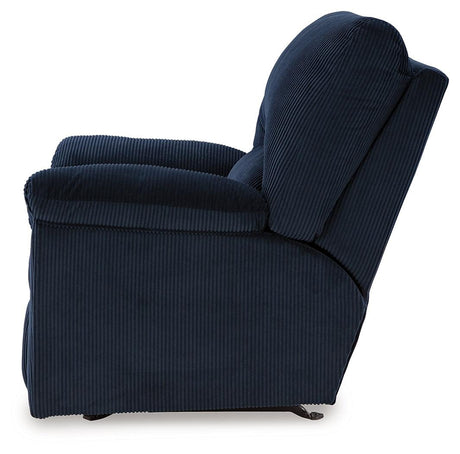 SimpleJoy Navy Recliner by Ashley at Eve Furniture