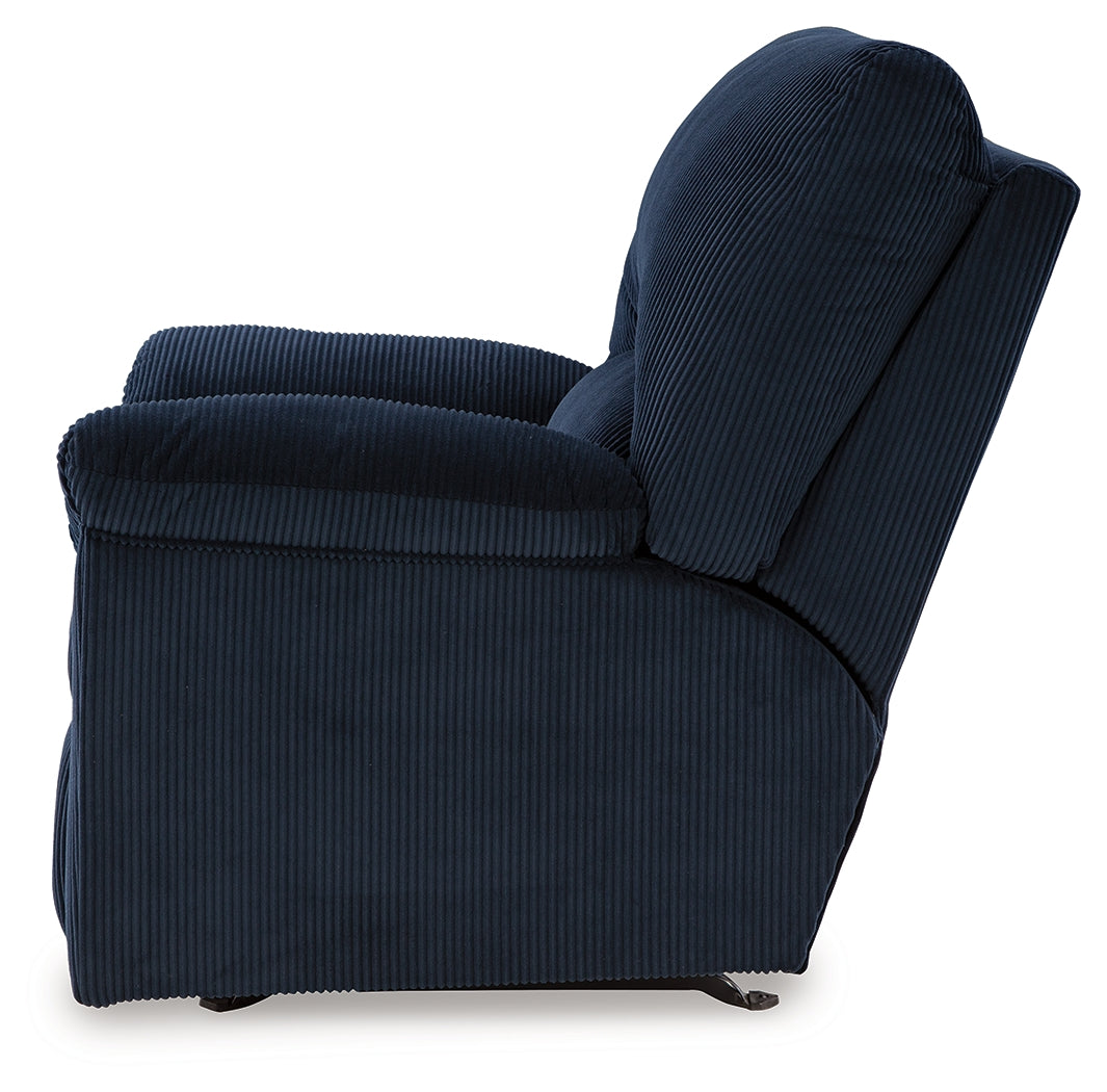 SimpleJoy Navy Recliner by Ashley at Eve Furniture