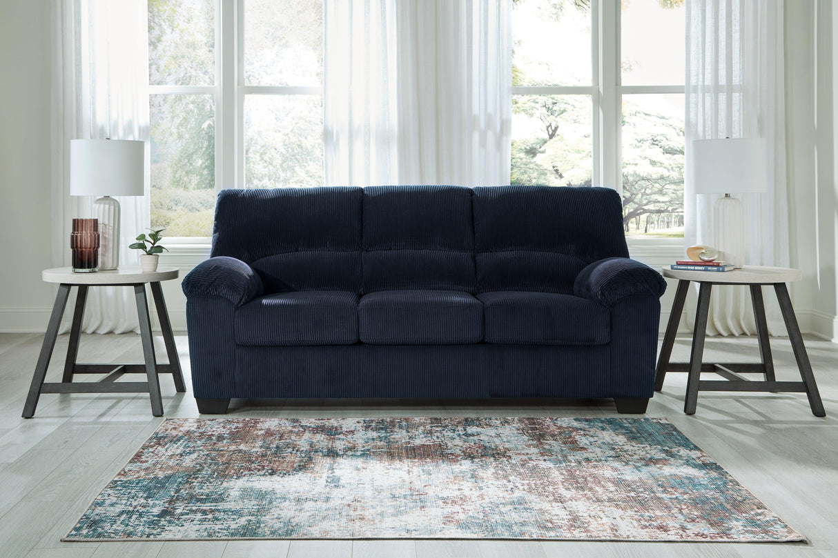 SimpleJoy Navy Sofa by Ashley at Eve Furniture