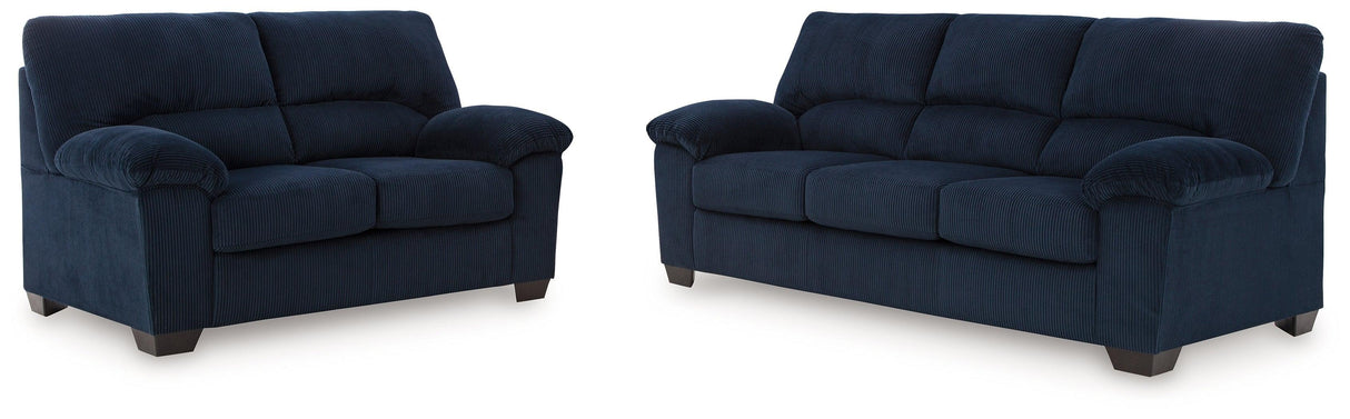 SimpleJoy Navy Sofa & Loveseat by Ashley at Eve Furniture
