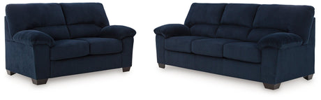 SimpleJoy Navy Sofa & Loveseat by Ashley at Eve Furniture