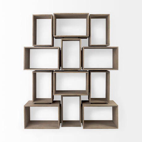 Simul (Set of 2) Light Brown Wood Modular Shelving Unit by Mercana at Eve Furniture