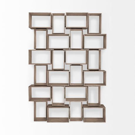 Simul (Set of 2) Light Brown Wood Modular Shelving Unit by Mercana at Eve Furniture