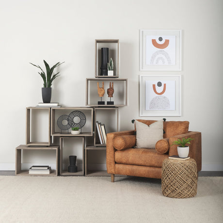 Simul (Set of 2) Light Brown Wood Modular Shelving Unit by Mercana at Eve Furniture