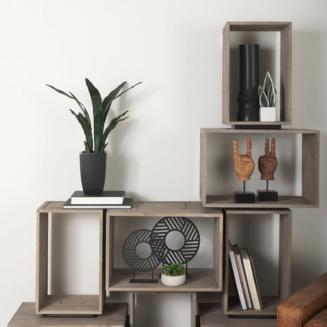 Simul (Set of 2) Light Brown Wood Modular Shelving Unit by Mercana at Eve Furniture
