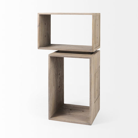 Simul (Set of 2) Light Brown Wood Modular Shelving Unit by Mercana at Eve Furniture