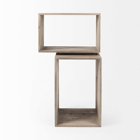 Simul (Set of 2) Light Brown Wood Modular Shelving Unit by Mercana at Eve Furniture