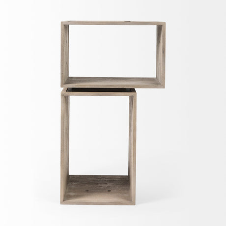 Simul (Set of 2) Light Brown Wood Modular Shelving Unit by Mercana at Eve Furniture