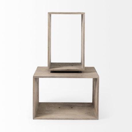 Simul (Set of 2) Light Brown Wood Modular Shelving Unit by Mercana at Eve Furniture