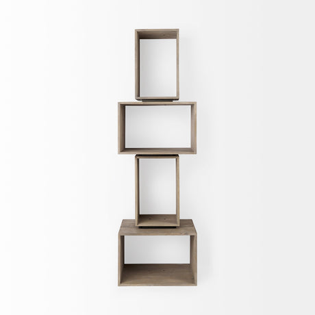 Simul (Set of 2) Light Brown Wood Modular Shelving Unit by Mercana at Eve Furniture