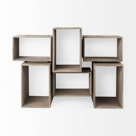 Simul (Set of 2) Light Brown Wood Modular Shelving Unit by Mercana at Eve Furniture
