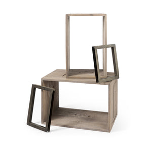 Simul (Set of 2) Light Brown Wood Modular Shelving Unit by Mercana at Eve Furniture