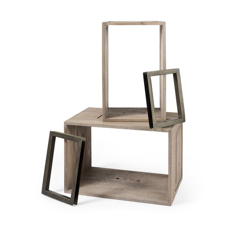 Simul (Set of 2) Light Brown Wood Modular Shelving Unit by Mercana at Eve Furniture