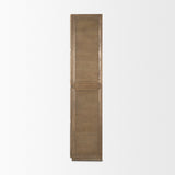 Sina Brown Oak Wood w/ Natural Rattan 2 Door Curio Cabinet by Mercana at Eve Furniture
