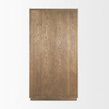 Sina Brown Oak Wood w/ Natural Rattan 2 Door Curio Cabinet by Mercana at Eve Furniture
