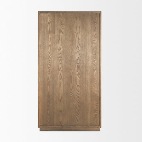 Sina Brown Oak Wood w/ Natural Rattan 2 Door Curio Cabinet by Mercana at Eve Furniture