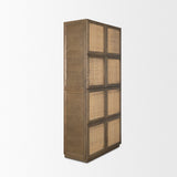Sina Brown Oak Wood w/ Natural Rattan 2 Door Curio Cabinet by Mercana at Eve Furniture
