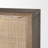 Sina Brown Oak Wood w/ Natural Rattan 2 Door Curio Cabinet by Mercana at Eve Furniture