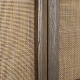 Sina Brown Oak Wood w/ Natural Rattan 2 Door Curio Cabinet by Mercana at Eve Furniture