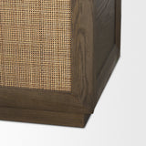 Sina Brown Oak Wood w/ Natural Rattan 2 Door Curio Cabinet by Mercana at Eve Furniture
