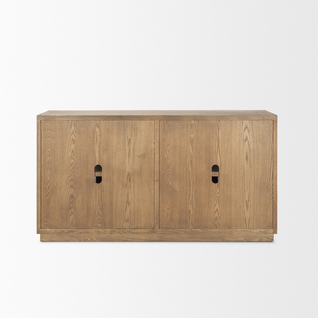 Sina Brown Oak Wood w/ Natural Rattan 4 Door Sideboard by Mercana at Eve Furniture