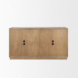 Sina Brown Oak Wood w/ Natural Rattan 4 Door Sideboard by Mercana at Eve Furniture