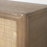 Sina Brown Oak Wood w/ Natural Rattan 4 Door Sideboard by Mercana at Eve Furniture