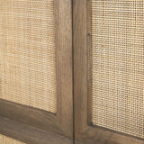 Sina Brown Oak Wood w/ Natural Rattan 4 Door Sideboard by Mercana at Eve Furniture