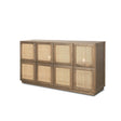 Sina Brown Oak Wood w/ Natural Rattan 4 Door Sideboard by Mercana at Eve Furniture