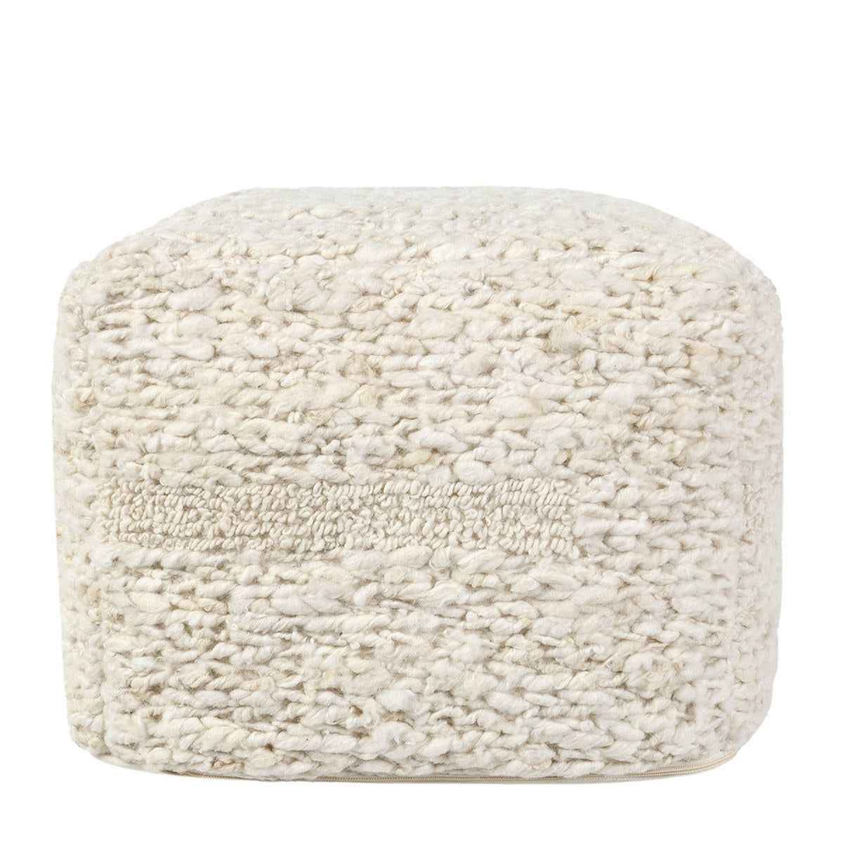 Sinclair Ivory 18x18x14 Pouf by Classic Home at Eve Furniture