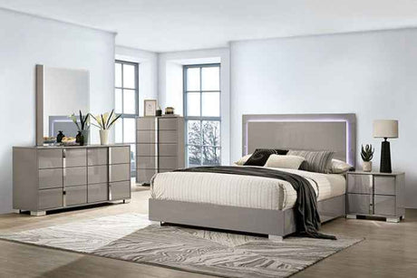 Sinistra Light Taupe 4-Piece Queen Bedroom Set by Furniture of America at Eve Furniture