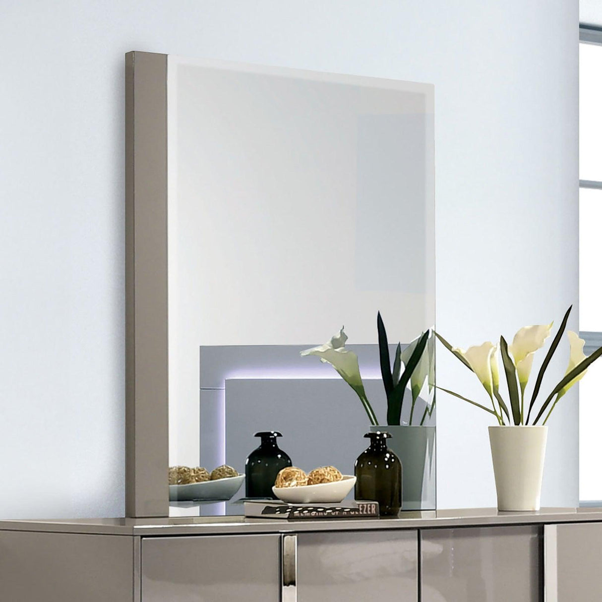 Sinistra Light Taupe Mirror by Furniture of America at Eve Furniture