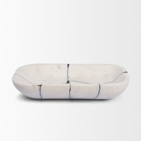 Sintessi Rectangular White Marble Decorative Bowl by Mercana at Eve Furniture